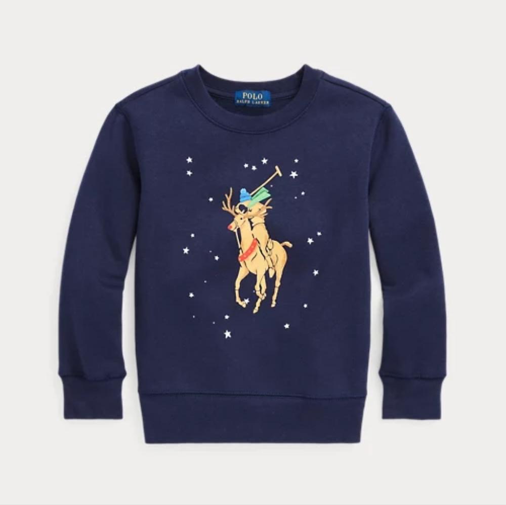 NWT Polo Ralph Lauren Reindeer Big Pony Fleece Sweatshirt size L (12-14)